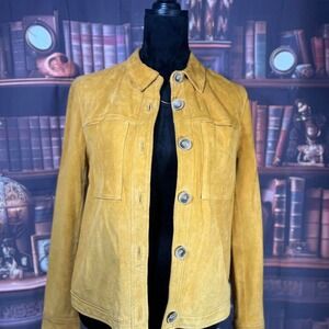 Kendall & Kylie Mustard Seed Jacket Women's Small Button Front‎ Genuine Leather